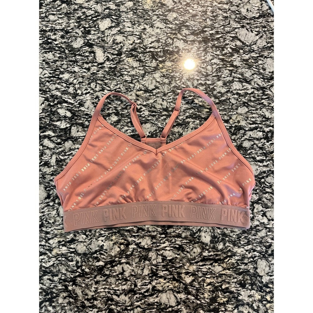 Pink Victoria's Secret Active Sports Bra & Roo-Ria Bodysuit Set Rose Pink L XL
